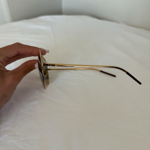 Dior Gold/Silver Mirrored DiorSplit1 Aviator Sunglasses - Picture 2 of 4